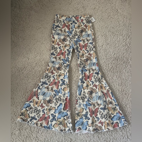 Free People Denim - Free People Just Float Butterfly-Print Flared Pants Size 28 New!
